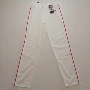 Under Armour Youth Baseball Pants White W/‎ Red Piping Youth XL - New With Tags